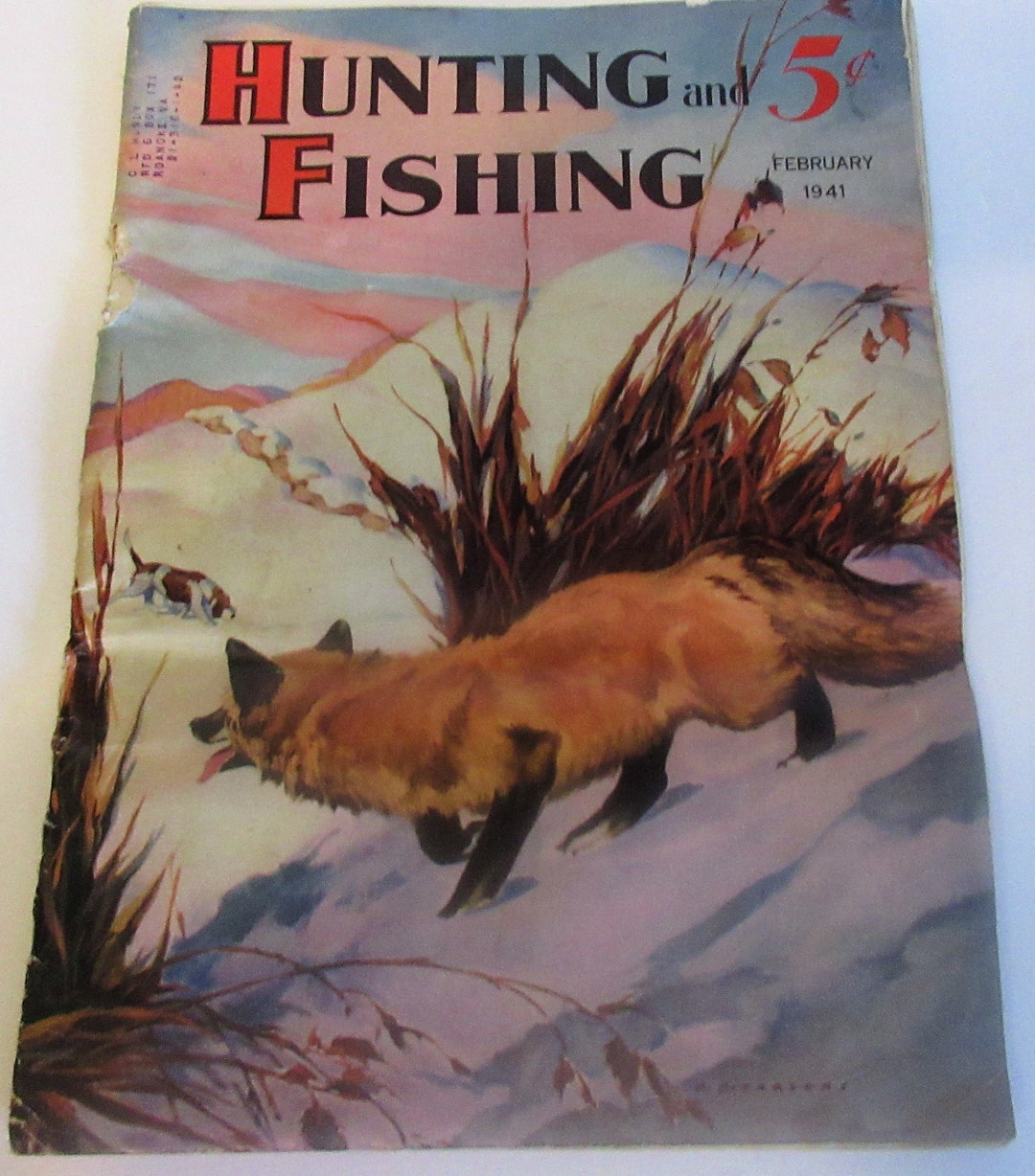 Vintage February 1941 Issue Hunting & Fishing Magazine Red Fox Cover 40