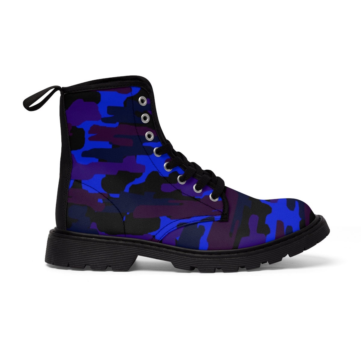 Purple Camo Print Men's High Top Shoes