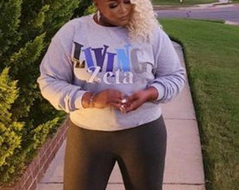 Col d’équipage Zeta vivant | Chemise de sororité Zeta Phi Beta | Sweat-shirt Zeta Phi Beta Sorority | Sweat à capuche Zeta Phi Beta Sorority