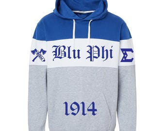 Phi Beta Sigma Fraternity Blu Phi Stripped Hoodie | Phi Beta Sigma Apparel | Sigma Fraternity Hoodie | 1914 | Black Greek