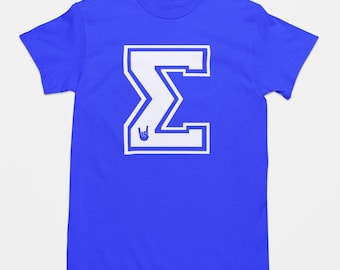 Fraternité Phi Beta Sigma | Vêtements Phi Beta Sigma | T-shirt Fraternité Sigma | 1914 | Grec noir | Signe de la main Sigma Letterman Tee-Blue