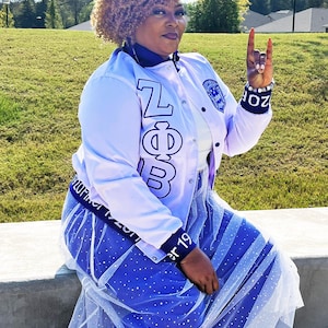 Zeta Phi Beta Sorority INC. | Zeta Phi Beta Apparel | Zeta Phi Beta Jacket | 1920| Black Greek | Zeta Phi Beta Satin Bomber Jacket