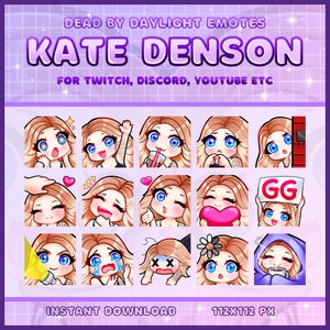 Puede incluir: Un conjunto de 12 emoticonos animados de Twitch que muestran a una mujer de dibujos animados con cabello rubio y ojos azules. Los emoticonos muestran diferentes expresiones, incluyendo sorpresa, felicidad, tristeza y enojo. Los emoticonos tienen un tamaño de 112x112 píxeles.