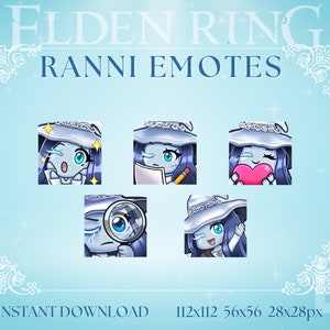 Conjunto de emotes fofos de Ranni, a Bruxa | Emotes do Anel Elden | Twitch, emotes de discórdia