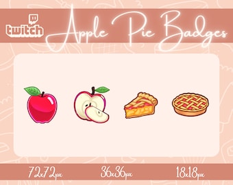 Simpatici badge torta di mele / badge Apple per Twitch, Discord / badge secondari / badge bit