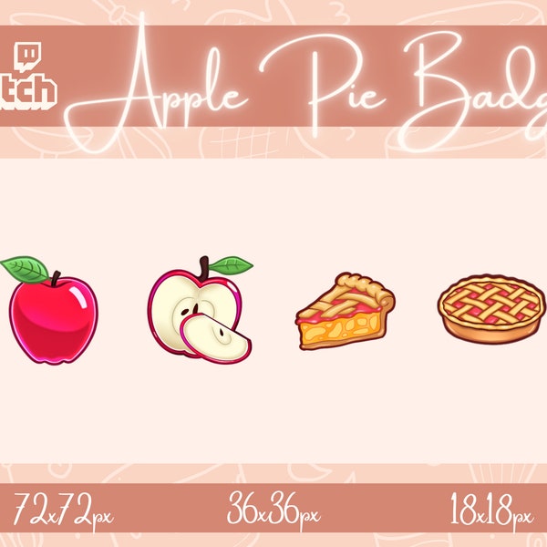 Niedliche Apfelkuchen Buttons | Apple Buttons für Twitch, Discord | Sub Buttons | Gebissabzeichen