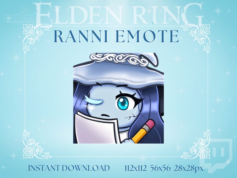 Cute Ranni the Witch 'notes' Emote | Elden Ring Emote | Twitch, Discord ...