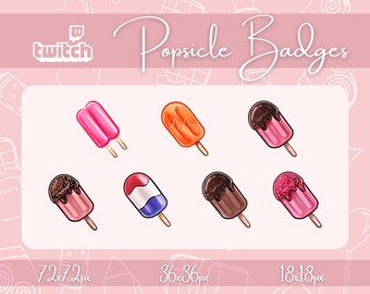 Simpatici distintivi per ghiaccioli / distintivi Twitch / distintivi secondari / distintivi bit