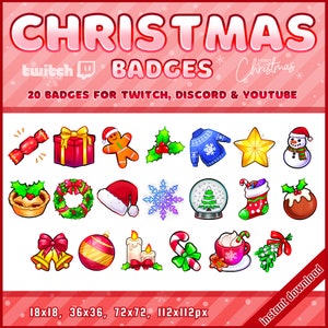 Christmas Badges for Twitch | Holiday, Seasonal, Festive Badges | Twitch Sub/Bit Badges