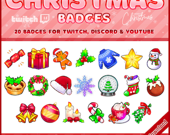Christmas Badges for Twitch | Holiday, Seasonal, Festive Badges | Twitch Sub/Bit Badges