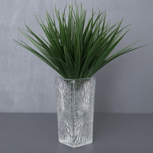 Sklo Union Vintage Vase, Vladislav Urban Design 1969, Rudolfa Hut, Pattern Number 13253/15, Czechoslovakian Pressed Glass