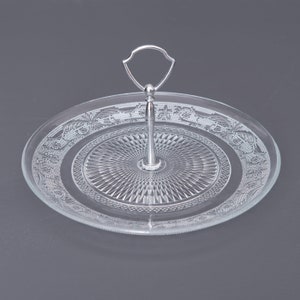 Vintage Glass Cake Stand. Cupcake Plate. Serving Plate for Dessert or Savoury Snacks.