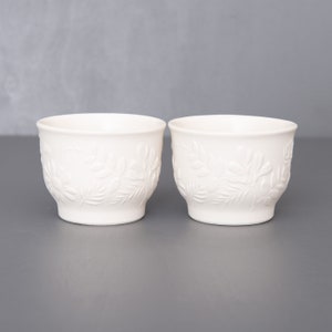 Arabia Finland Suvi Cups with Raised Floral Pattern, Vintage from 1980s, Designer Gunvor Olin-Grönqvist