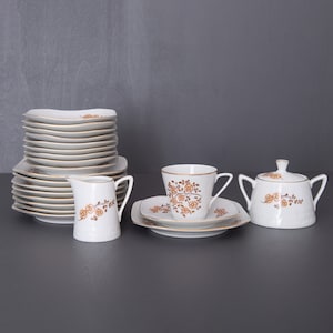 Wawel Poland Coffee Set for 10. Vintage Porcelain Tea Set. Wawel China Tableware 1960s