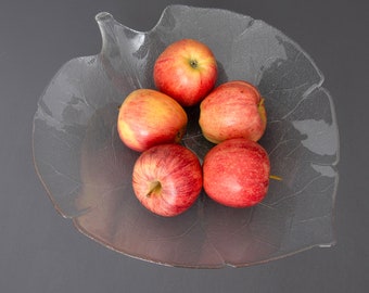 Vintage Arcoroc Aspen Leaf Bowl: Large Clear Glass Serving Plate