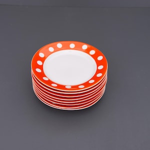 8 Kuchenteller Polka Dot, 1970er Jahre Vintage aus der ehemaligen UdSSR, Retro Geschirr