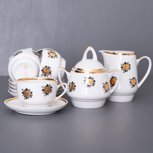 Black and Gold Tea Set Etsy