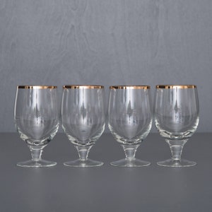 4 Vintage Brandy Glasses with Golden Rim, Unused Barware from 1980s