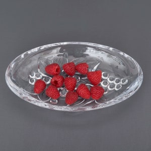 Crystal Serving Plate with Grape Pattern