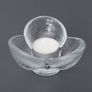 Kosta Boda Tea Candle Holder. Scandinavian Art Glass. Tulip Design