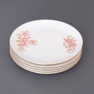 5 Bohemia Czechoslovakia Cake Plates. Vintage Dessert Plates with Floral Decor