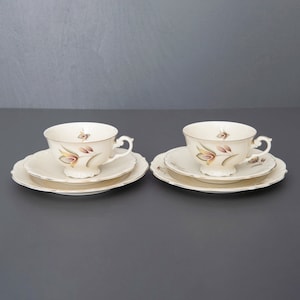 チェコスロバキア VICTORIA China ヴィンテージ カップ ＆ ソーサー 食器 ヴィクトリア 陶器 コーヒーカップ ビンテージ モダン 93141 アンティーク愛好家必見！VICTORIAのカップ＆ソーサーセット