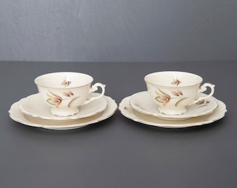 Antique Tea Set for 2, Victoria Czechoslovakia. Vintage Porcelain Tableware in Mint Condition. Perfect Mother-Daughter Gift for Mothers Day!