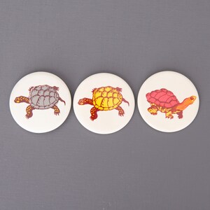Retro Lapel Badge with Turtles. Vintage Children&#39;s Accessories. Aluminium Button Badges