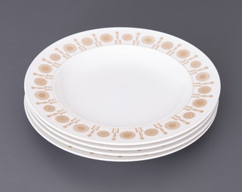 4 Rosenthal Fine China Soup Plates. Rosenthal Porcelain Soup Plates with Gold Embellishment. Delicate Vintage Tableware