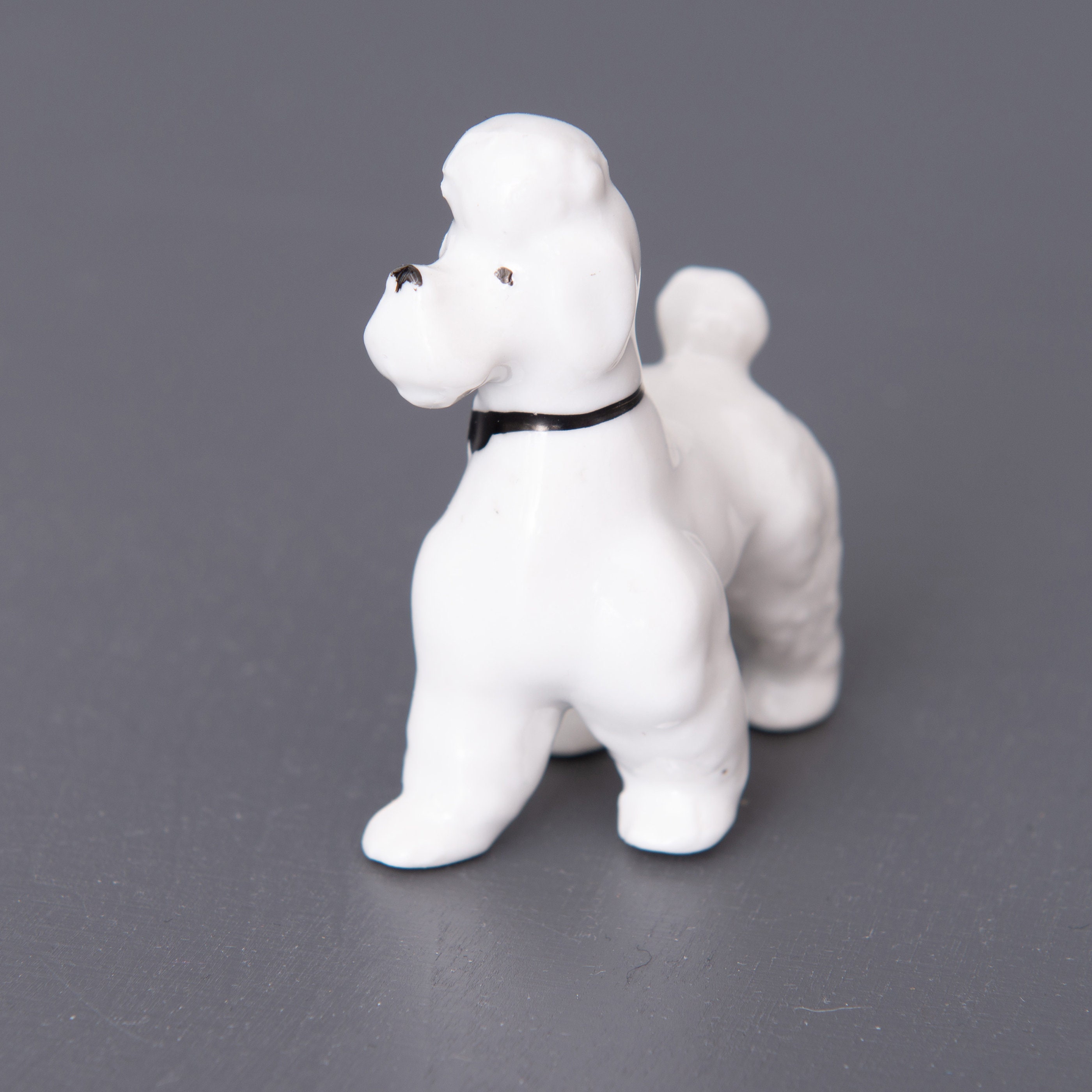 Vintage Porcelain Poodle Figurine. Small Collectible Knickknack. White