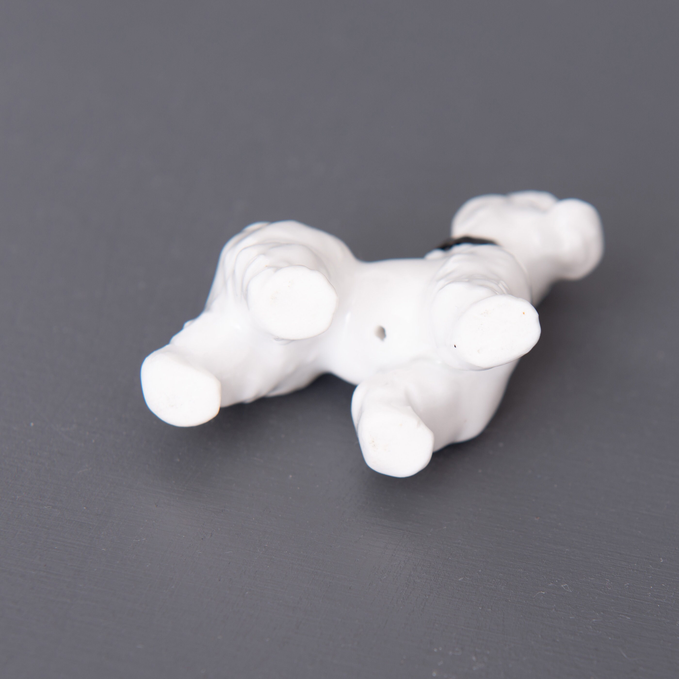 Vintage Porcelain Poodle Figurine. Small Collectible Knickknack. White