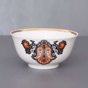 Riga Porcelain Breakfast Bowl, Folk Art Latvian Retro, Riga Porcelain Factory, Vintage Porcelain Serving Bowl
