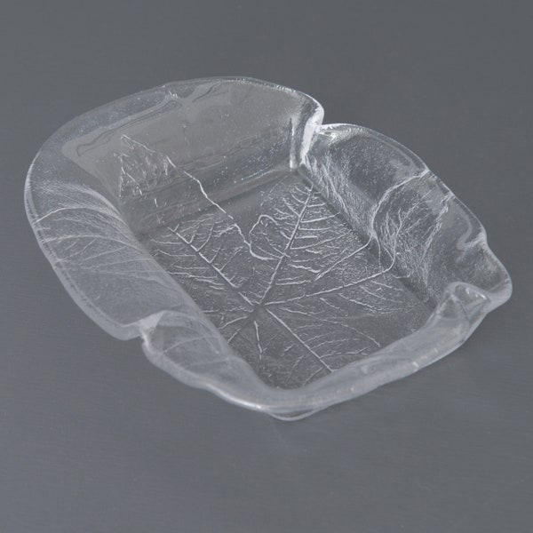 Vintage Kosta Boda Party Leaf Butter Dish, Snack Bowl, Ann and Göran Wärff Design, Swedish Glass Serving Dish, Scandinavian Vintage 1970s