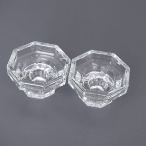 2 Vintage Luminarc Octime Candlesticks. A pair of Retro Luminarc. 1990s Clear Glass Candle Holders for Taper Candle, Votive, Tealight