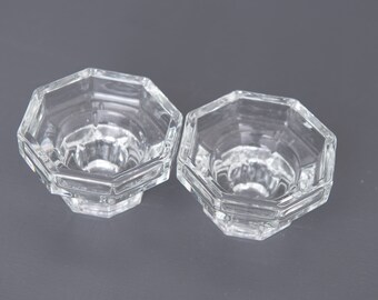 2 Vintage Luminarc Octime Candlesticks. A pair of Retro Luminarc. 1990s Clear Glass Candle Holders for Taper Candle, Votive, Tealight