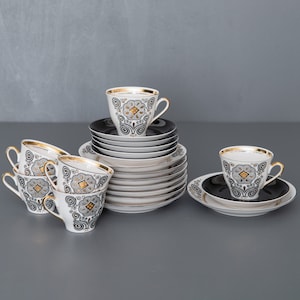 Vintage Riga Espresso Set, Marianna Kollektion, Vintage Porzellan, Riga RPR Porzellan, lettische Retro, Geschenk für Kaffeeliebhaber
