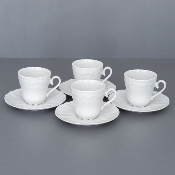 4 Bareuther Waldsassen Coffee Cups. Vintage Porcelain Tableware.