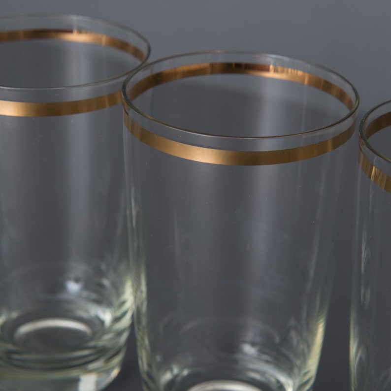 4 Large Vintage Drinking Glasses, Gold Rim Tumblers, Soviet Vintage Etsy