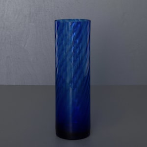 Vaso in vetro blu cobalto, vaso vintage in vetro swirl