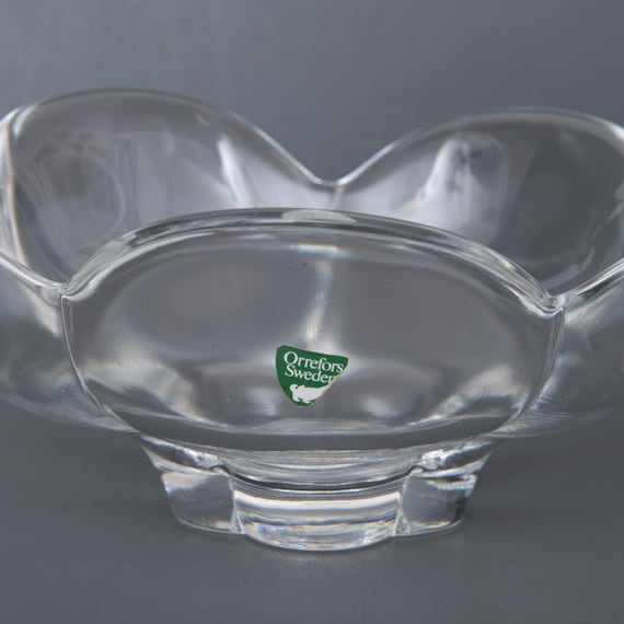 オレフォスクリスタルボウル 2個セット 1970年代 ガラス製花型ボウル