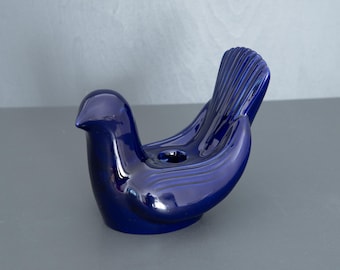 Vintage Bluebird Candle Holder: Swedish Ceramic Taper Candle