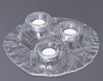 Muurla "Volcano" Tealight Holder. Scandinavian Glass Art. Pertti Kallioinen Design