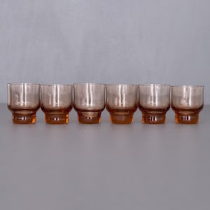 Clear Bronze Vintage Barware - 6 Stylish Shot Glasses from 1970s