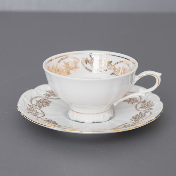 Delicate Porcelain Tea Cups, Bareuther Waldsassen 100th Anniversary Edition from 1966