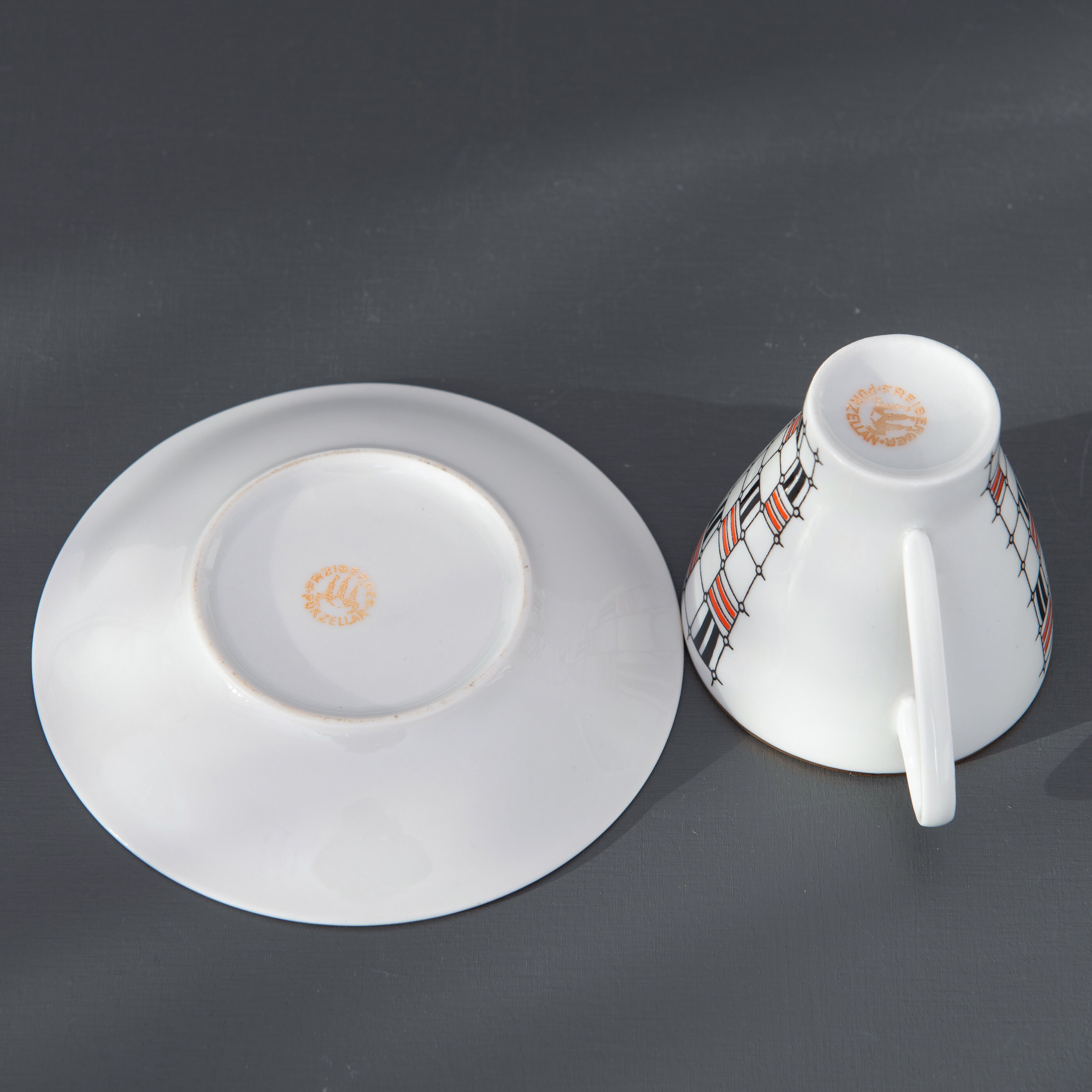 Vintage Freiberger Porcelain Coffee Set: Geometric 1960s Tea