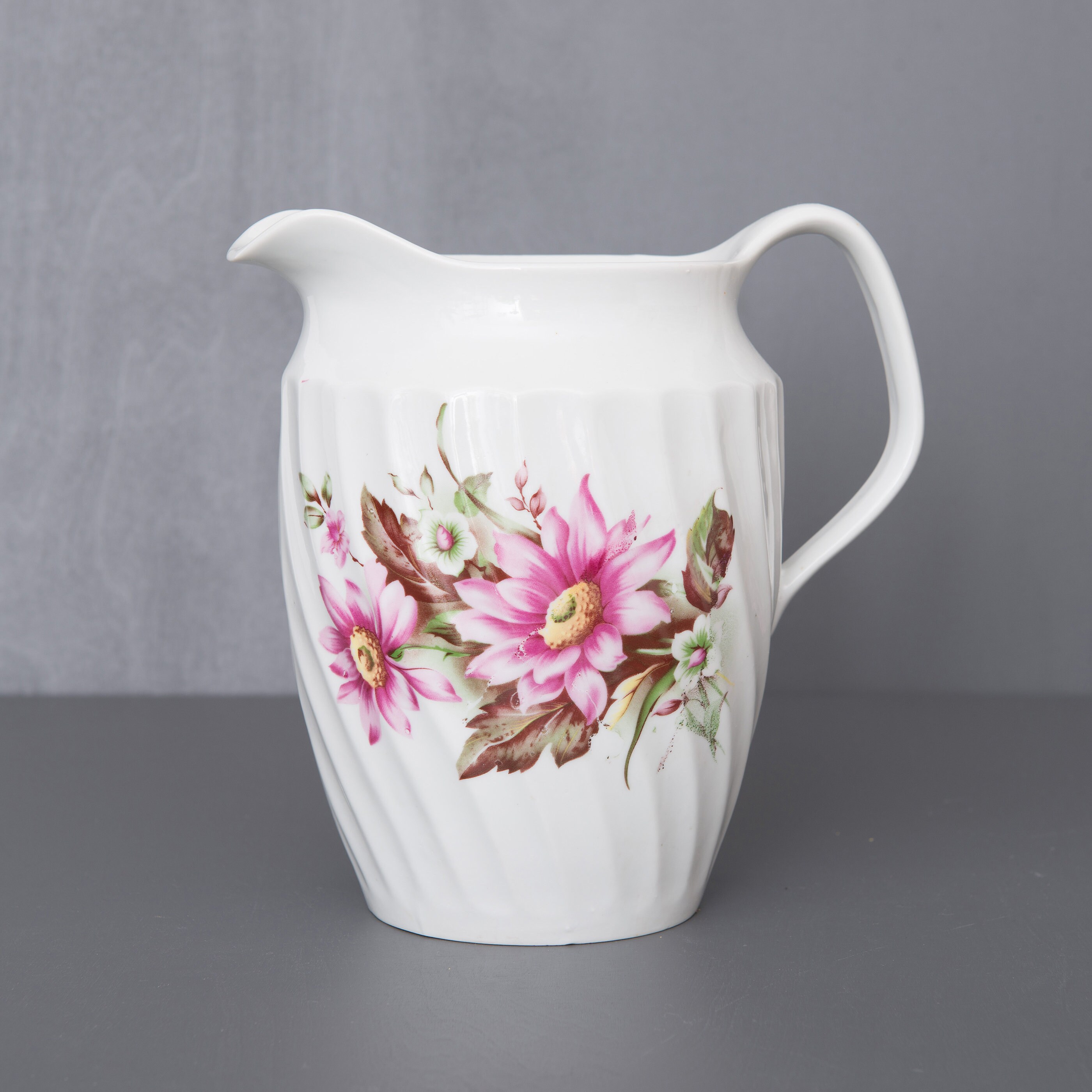 Vintage Baranivka Porcelain Pitcher, Ceramic Milk Jug, Floral Decor, Vintage Tableware, Retro Kitchenware, Baranivka Ukraine
