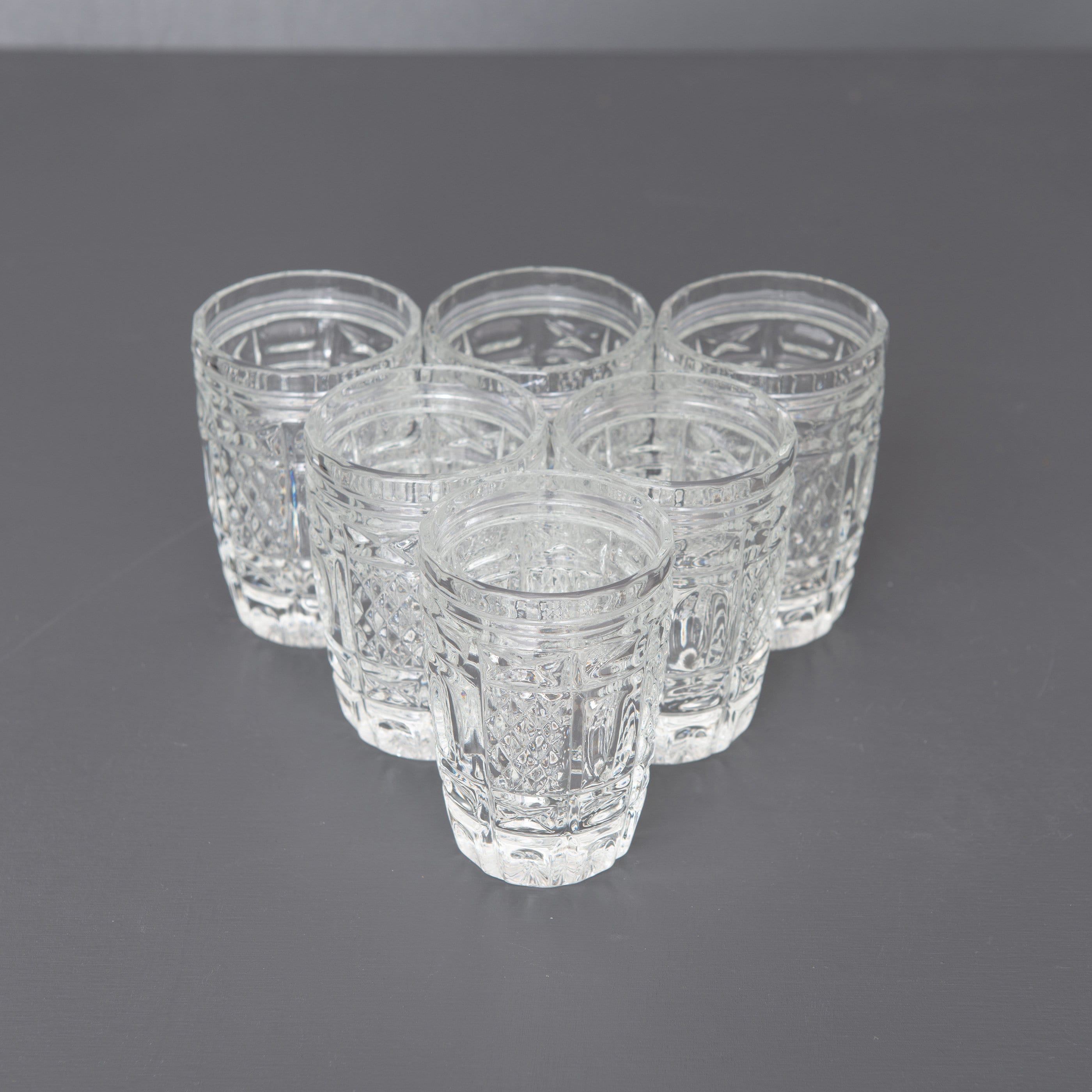 6 Large Crystal Shot Glasses. Vintage Soviet Barware. Heavy Glamorous Scnapps Glasses. Bar Cart