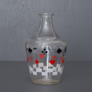 Caraffa, Decanter, Vaso. Decorazione del mazzo di carte. Verrerie D'Arques, Francia, Annata dal 1960.