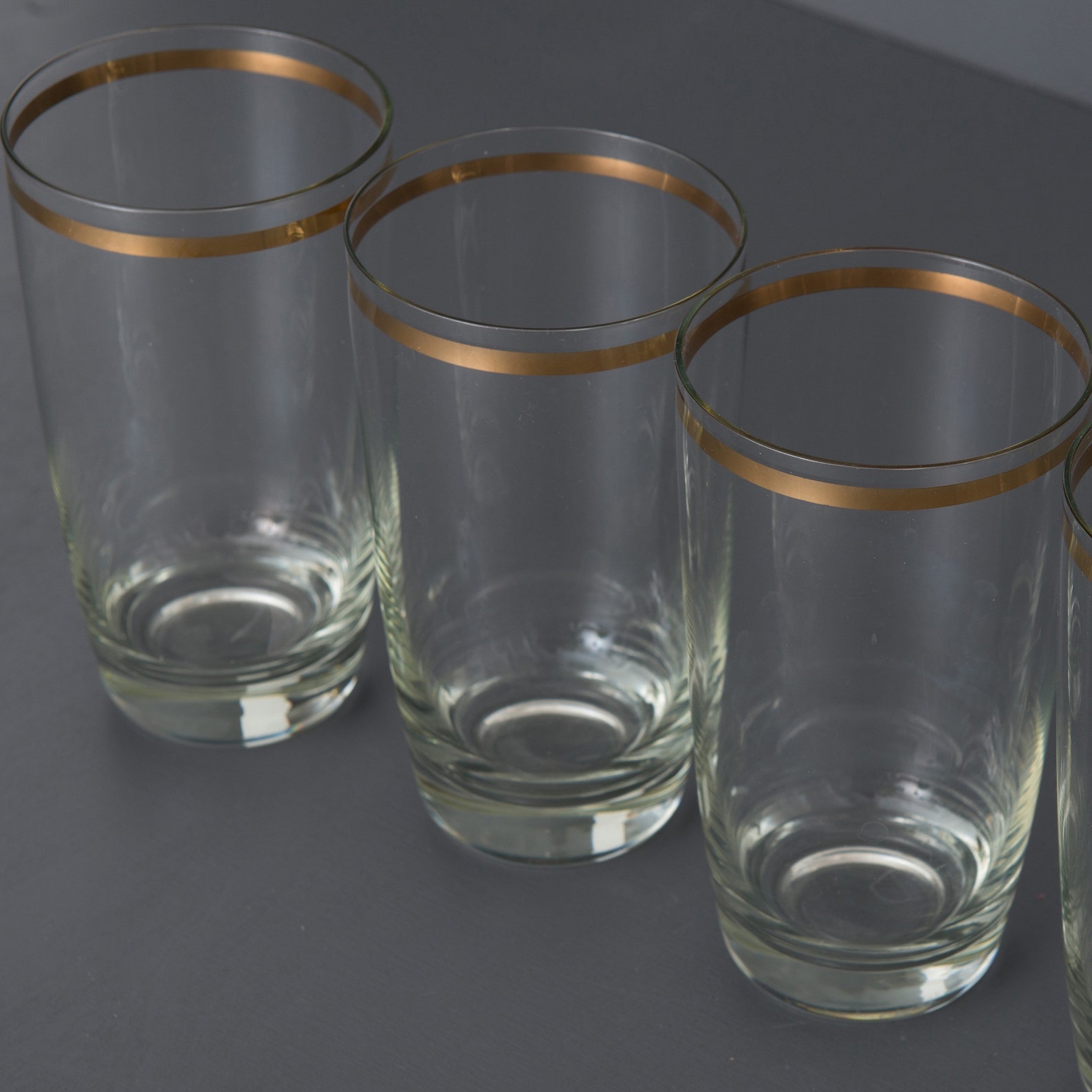 4 Large Vintage Drinking Glasses Gold Rim Tumblers Soviet Etsy