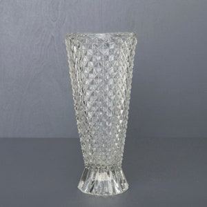 Crystal Cut Glass Vase, Pressed Glass, Vintage from 1970s